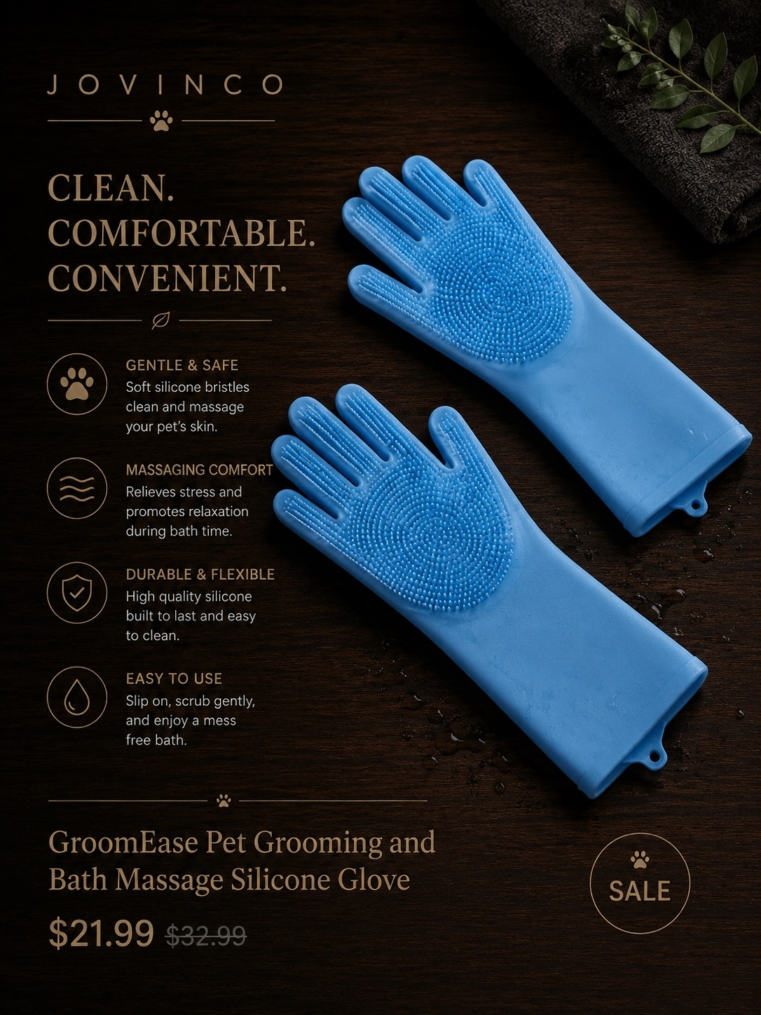 GroomEase Pet Grooming and Bath Massage Silicone Glove