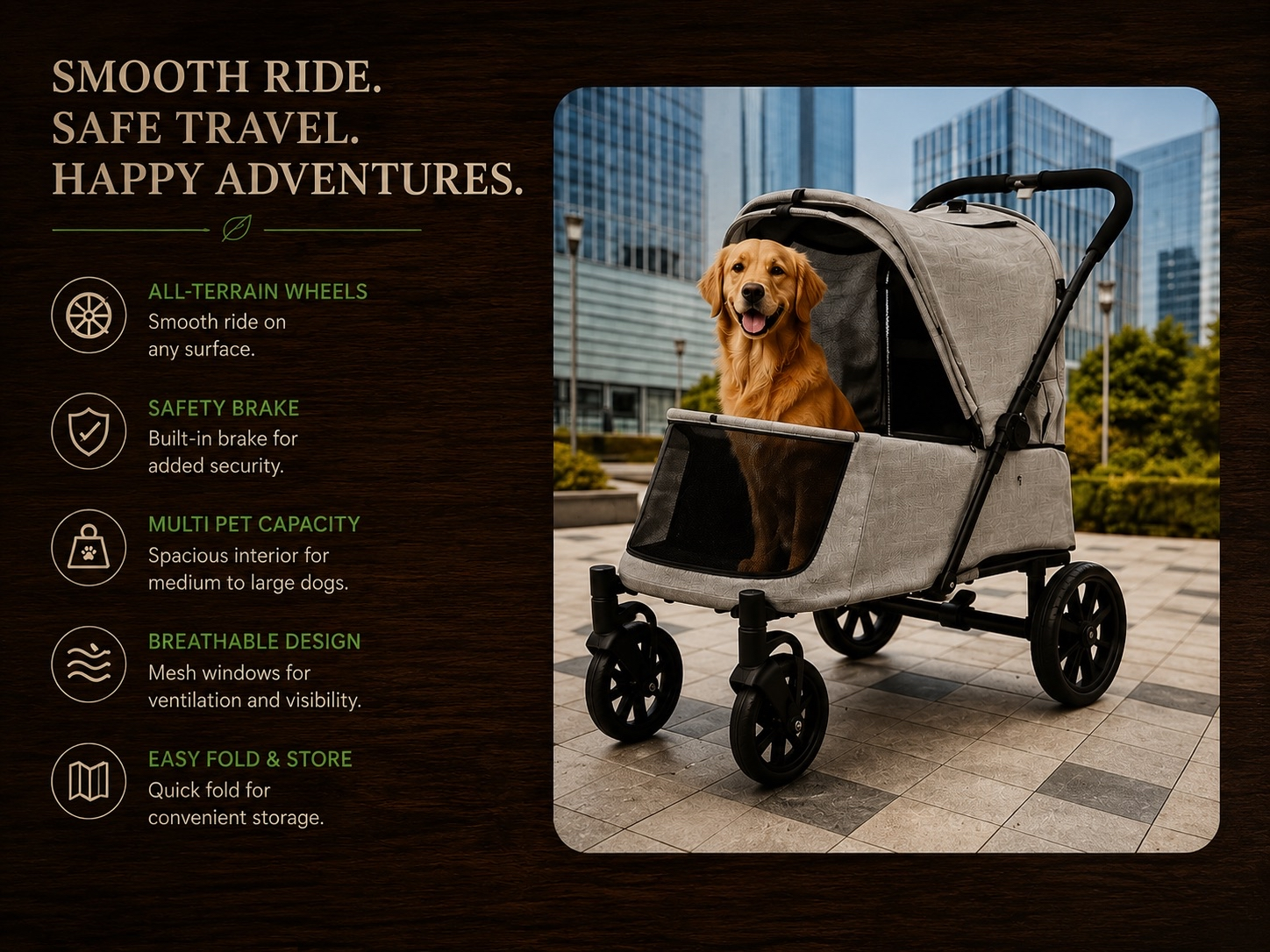 PawVoyage Heavy Duty Pet Stroller for Large Dogs