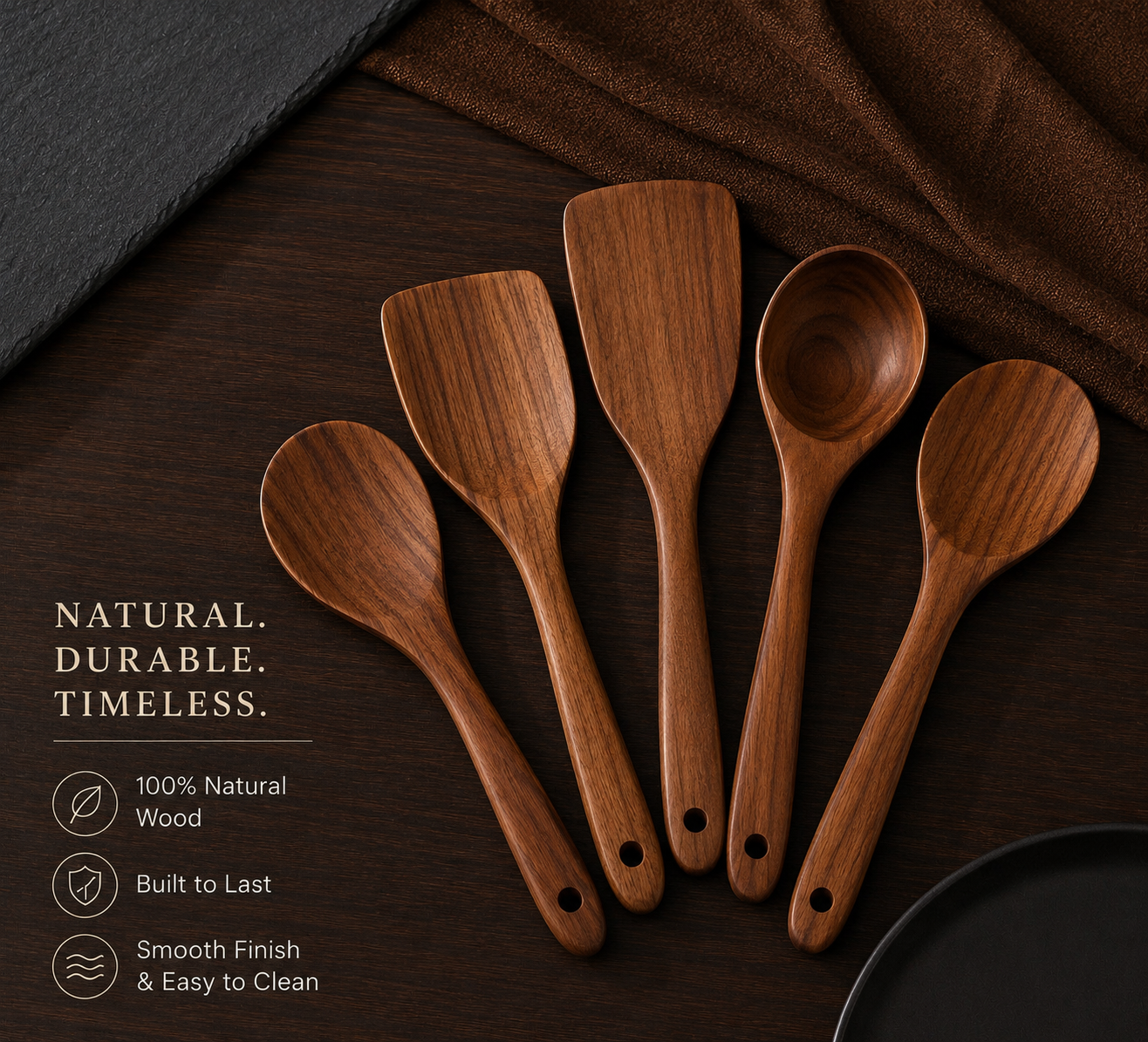 NatureCraft 6-Piece Wooden Cooking Utensil Set