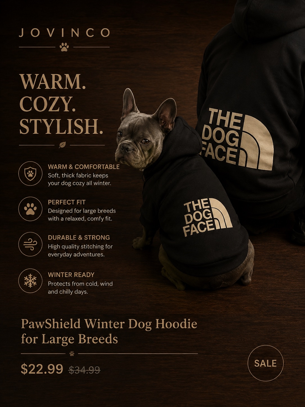 PawShield Winter Dog Hoodie for Large Breeds