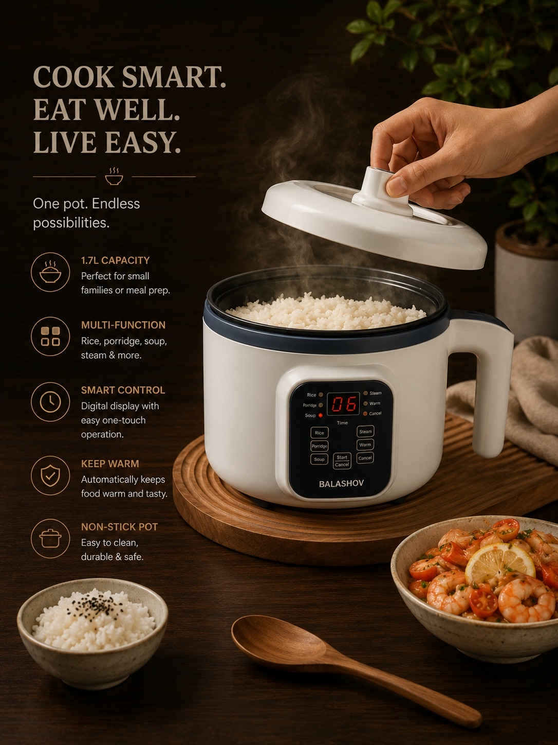 SmartCook 1.7L Electric Multi-Cooker and Rice Pot