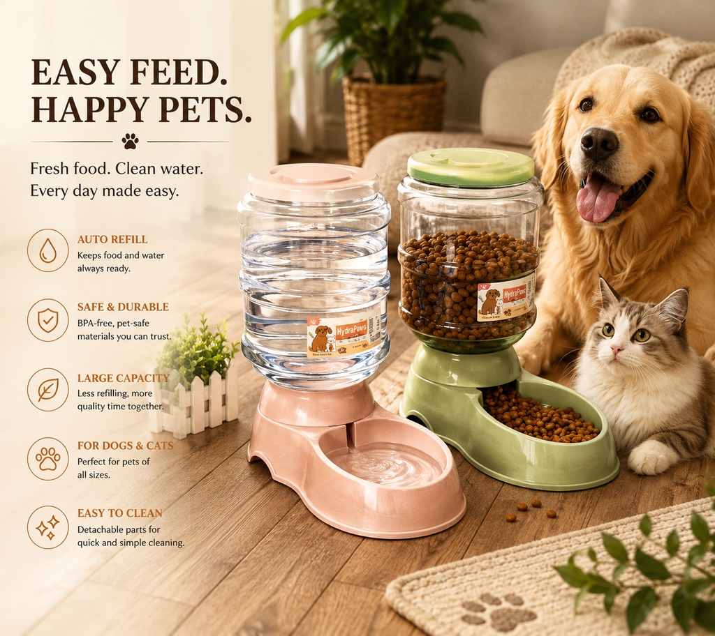 HydraPaws Automatic Pet Feeder and Water Dispenser Station
